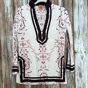 Tory Burch Embroidered Tunic - Black and Pink
